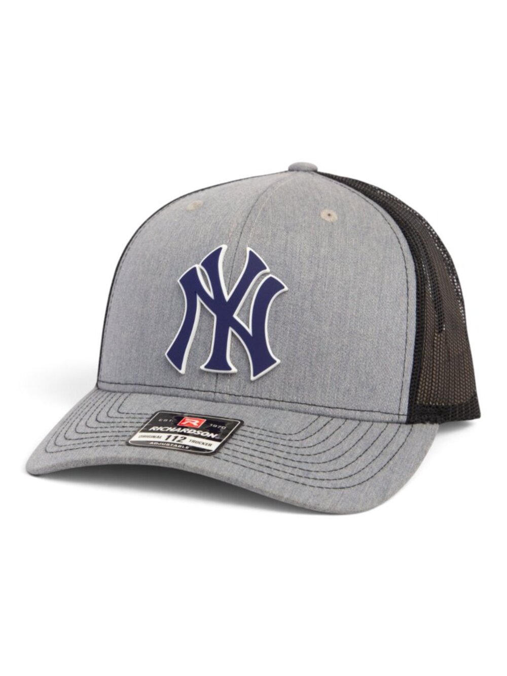 New York Yankees NY Navy 3D Snapback Trucker Hat- Heather Grey/ Black